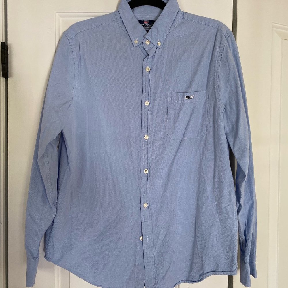 Vineyard Vines Mens Button Down Shirt Blue Slim Fit Tucker Shirt Size M